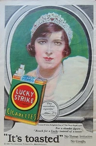 Lucky Strike, Yvonne D'Arle "Tres mosqueteros" anuncio de estrella de cine de colección de 1928 - Imagen 1 de 1
