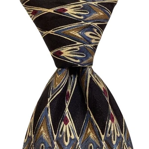 TODAY'S MAN Men's 100% Silk Necktie ITALY Designer Geometric Blue/MultiColor EUC - Picture 1 of 3