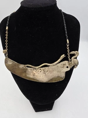 Egyptian/ Tribal Breast Plate Style Pendant Necklace Snake Crane - Image 1 of 4