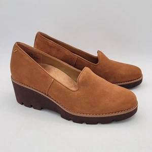 Vionic Willa Women's 7.5 Wedge Slip On Loafer Brown Water Repellent Ergonomic - Picture 1 of 19