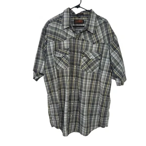 Canyon Guide 2XT Gray Plaid Western Pearl Snap Shirt Short Sleeve Cowboy - Picture 1 of 6