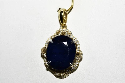 $800 .925 Sterling Silver 12.50CT Natural Sapphire & Topaz Cluster Drop Pendant - Image 1 of 4