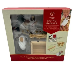 The Giving Manger A Christmas Family Tradition, Hardcover Book Straw Baby Jesus - Afbeelding 1 van 3