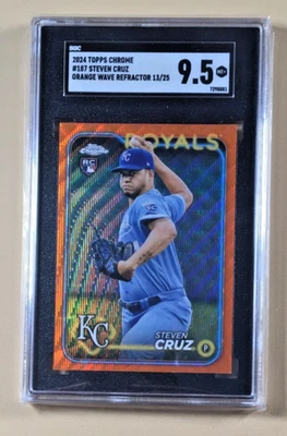 2024 TOPPS CHROME STEVEN CRUZ ROYALS ORANGE WAVE REFRACTOR #13/25 SGC 9.5 - Image 1 of 2