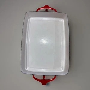 Padella per lasagne vintage Dansk in ferro smaltato rosso stile Koben France Quistgaard - Foto 1 di 9