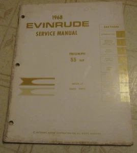 1968 Evinrude 55 HP Triumph 55872 55873 Service Repair Manual - Foto 1 di 3