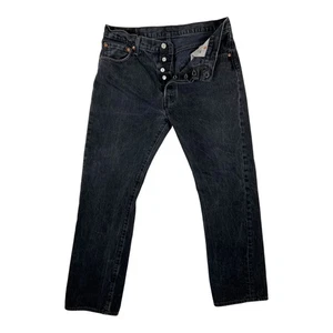 Jeans Levi's 501 nero taglia 34x30 sbiadito grunge Y2K vintage - Foto 1 di 7