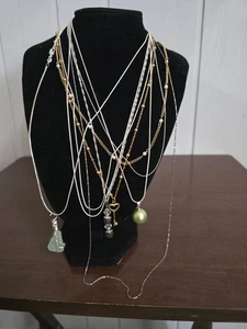 LOT 9 NECKLACES MIXED METAL MATERIALS SOME 925 - Picture 1 of 11