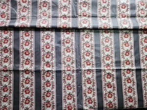Vtg A Kandell Everglaze Chintz Traditional Stripe Floral Block Print 35"x3.8yds - Picture 1 of 24