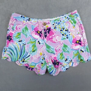 Lilly Pulitzer Shorts Buttercup Flamingo Print Scallop Womens Size 8 - Picture 1 of 9