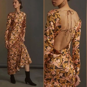 Anthropologie Significant Other Flounced Floral Open Back Maxi Dress Size 2 - Picture 1 of 5