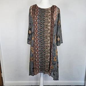 Desigual Boho Tunic Dress Women's Size UK 20 2XL Multicoloured Floral - Picture 1 of 11