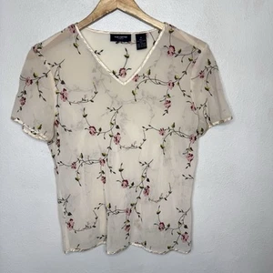90s Y2K The Limited Sheer Top Women’s Medium Floral Embroidered Feminine Shirt - Picture 1 of 10