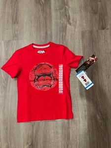 Star Wars Stormtrooper Flip Sequins Boys T-Shirt, Red Size NWT (Size 4,5,6,7,8) - Picture 1 of 5