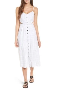 NWT Madewell White Windowpane Cutout Cami Midi Dress Size 2 - Picture 1 of 5