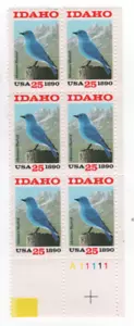 1990 IDAHO STATEHOOD 25 cent Stamps #2439 Plate # Block plus 2 Extra Stamps - Picture 1 of 1