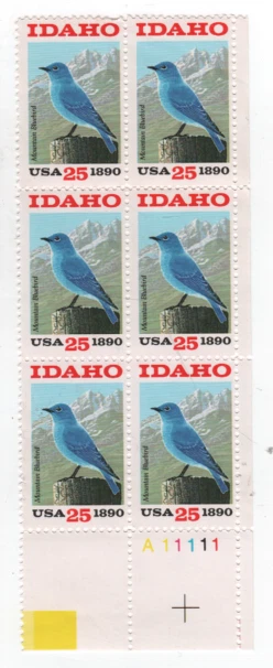 1990 IDAHO STATEHOOD 25 cent Stamps #2439 Plate # Block plus 2 Extra Stamps - Image 1 of 1