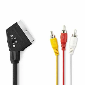 2m Scart to 3 x Phono RCA Switch Switchable Cable - Picture 1 of 2