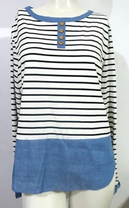 Shein LS Pullover a righe superiore stratificato look Henley non indossato L - Foto 1 di 4