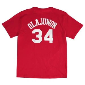 Hakeem Oajuwon Houston Rockets NBA Mitchell & Ness Red Hardwood Classics Shirt - Picture 1 of 2