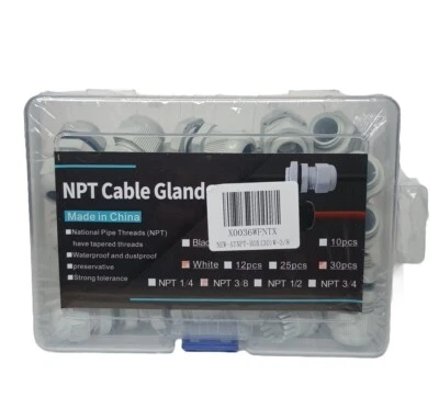 New 30pcs 3/8 " NPT - Strain Relief Cord Grip Cable Gland W/Nut + Gasket  - Image 1 of 4