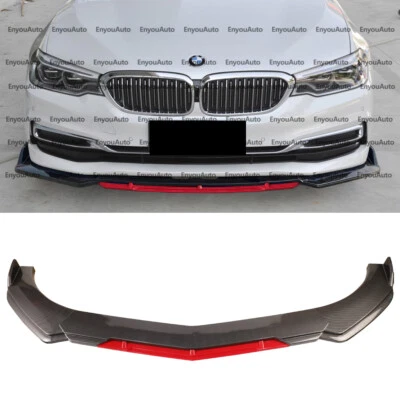 For BMW 118i 120i 128i Series Front Bumper Lip Spoiler Splitter Carbon Fiber Red - Image 1 of 4