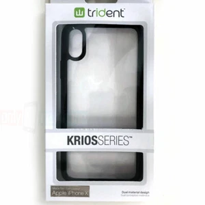 Trident Black/Clear Impact Resistant Case Hybrid Slim Cover for iPhone XS/X - Picture 1 of 9
