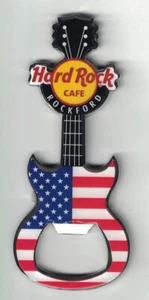 Imán abridor de botellas de guitarra Hard Rock Café Rockford Flag - Imagen 1 de 1