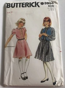 Vestido y Chaleco Butterick Pattern 3956 Niñas Talla 7 Vintage Carpeta de Fábrica Divertido Nuevo - Imagen 1 de 3