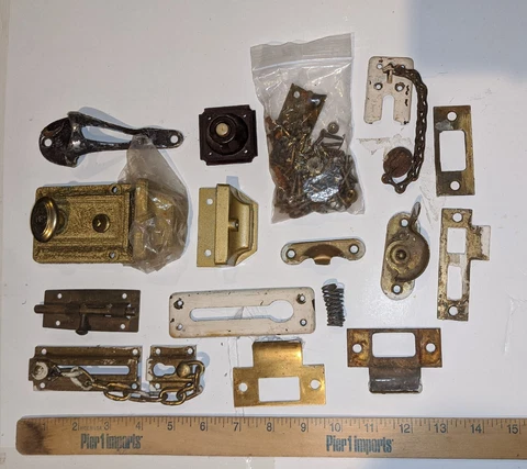 Vintage Lot of Assorted Door Window Latches Swivel Locks Hold-down Other Cover