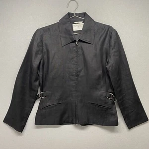 International Scene Linen Jacket Womens Medium Zip Up Made in Russia - Picture 1 of 14