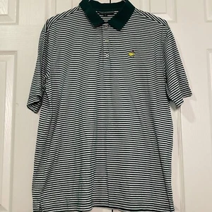 Masters Collection shirt Mens Large Green Striped Pima golf Embroidered Augusta - Picture 1 of 7