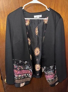 Blazer donna Coldwater Creek nero e floreale taglia PL - Foto 1 di 8