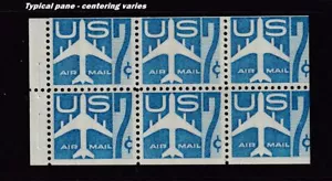 1958 Airmail Sc C51a booklet pane 7c blue jet MNH fresh OG jF Typical pane - Picture 1 of 1