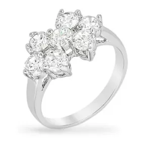 Round Cubic Zirconia Cluster Ring - Picture 1 of 7