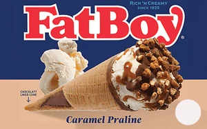 "Fat Boy Karamell Praline, Aufkleber 8""x5" - Bild 1 von 1