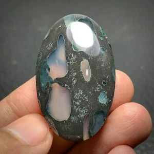 Natürlicher Amygdaloid Achat Cabochon 41x25x6 mm hochwertig 46,5 ct - Bild 1 von 6