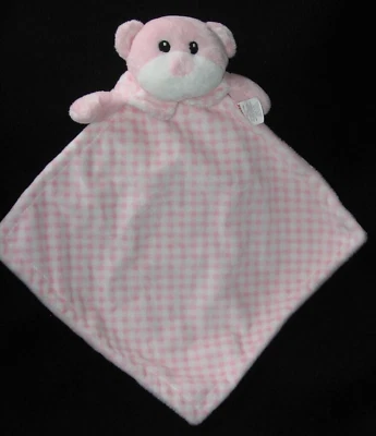 Manta de seguridad Aurora Bear Baby Lovey rosa blanco guinga 2004 Foto 1 de 4