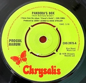 Procol Harum Pandora's Box 7" UK ORIG 1975 Chrysalis b/w The Pipers Tune VINYL - Imagen 1 de 6