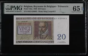 Belgium 20 Francs 1950 P 132 a Gem UNC PMG 65 EPQ - Picture 1 of 3