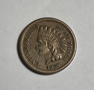 1860 Indian Cent Pointed Bust (#5953) XF Cleaned. - Picture 1 of 2