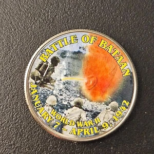 Colorized Kennedy Half Dollar World War II Coin Battle of Bataan Philippines WW - Picture 1 of 4