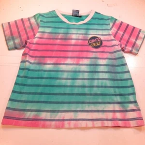SANTA CRUZ SKATEBOARDS SKATE SKATING TEE T SHIRT Womens S Tie Dye Pink & Green - Picture 1 of 4