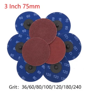 3 Inch 75mm Sanding Discs Roll Lock R-Type Pad 36-240 Grit Abrasive Sandpaper - Picture 1 of 7