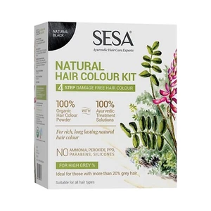Kit de color de cabello natural Sesa de 4 pasos, 200 gm + 40 ml - negro natural - Imagen 1 de 7