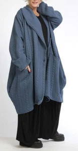 PLUS SIZE BLUE BUBBLE JERSEY 2 POCKETS OVERSIZED BALLOON LONG JACKET Size 26-28 - Picture 1 of 6