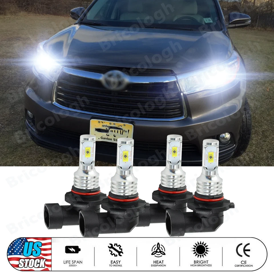 For Toyota Highlander 2001-2007 LED Headlight High Low Beam Bulbs WHITE Combo - Image 1 of 4