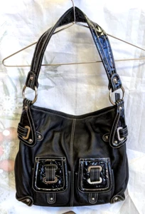 Charlie Lapson Handbag - XL Black Ziptop Leather Hobo Bag - SN840 - Picture 1 of 5