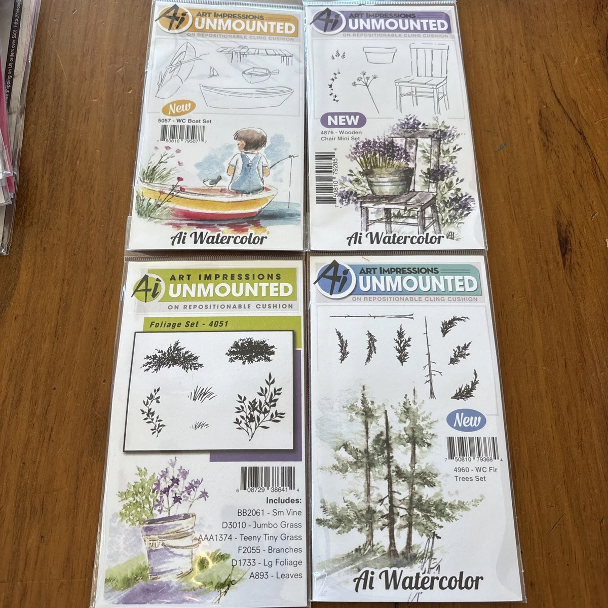 Art Impressions Watercolor Series WC Containers Rubber Stamp Set - 5 Unmounted Cling Stamps For Card Making