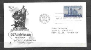 1956 Art Craft BOOKER T. WASHINGTON 3 Cent Stamp Scott #1074 First Day Cover - Picture 1 of 2